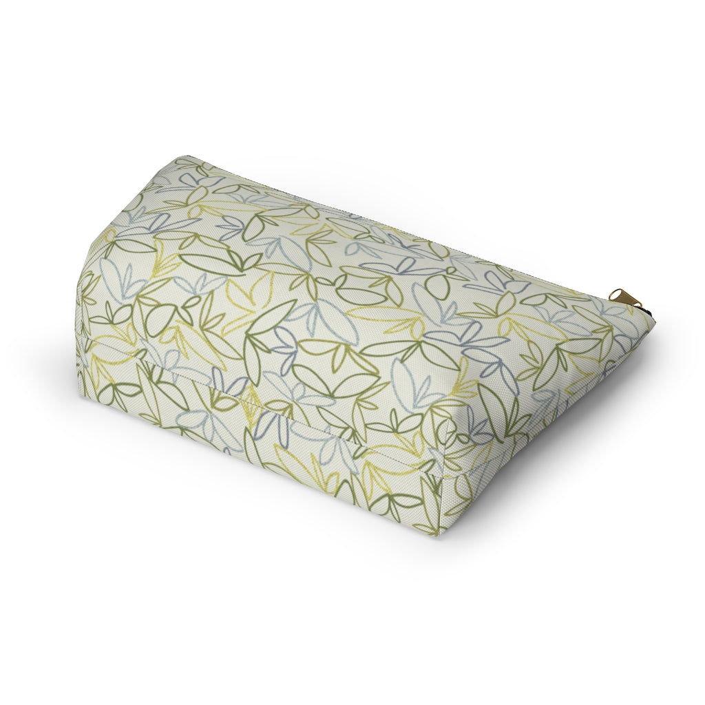 Sketch Leaf Accessory Pouch w T-bottom in Green