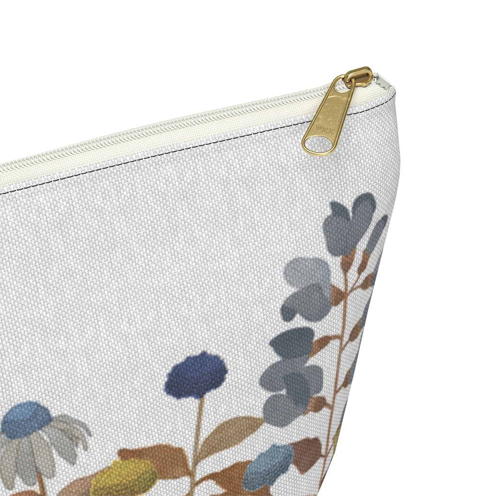 Illustrated Flowers Accessory Pouch w T-bottom in Orange