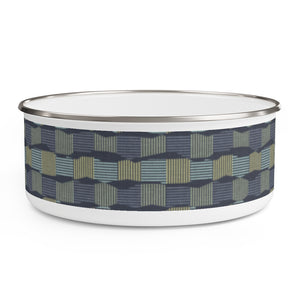 Check Stripe Enamel Bowl in Navy