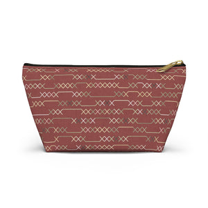 Santa Fe Stitch Accessory Pouch w T-bottom in Red