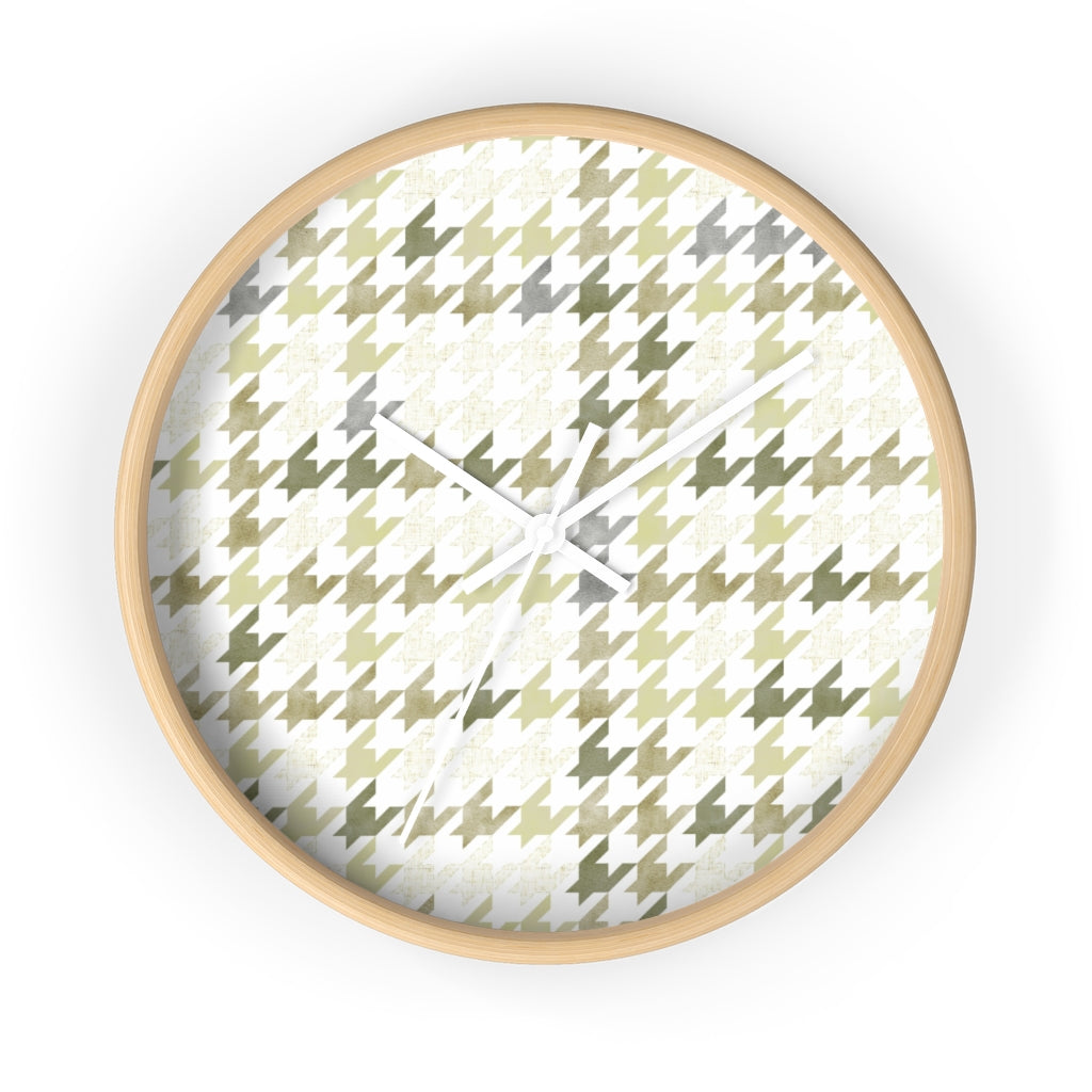 Plaid Houndstooth Wall Clock in Green