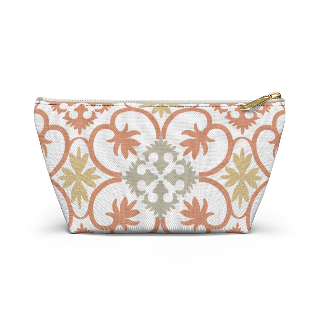 Portugal Tile Accessory Pouch w T-bottom in Orange