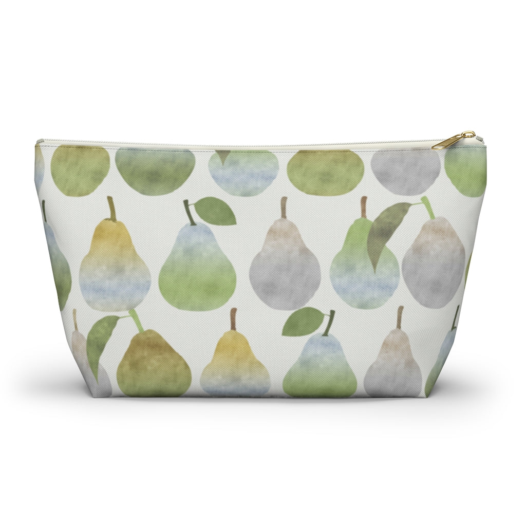 Watercolor Pears Accessory Pouch w T-bottom in Green