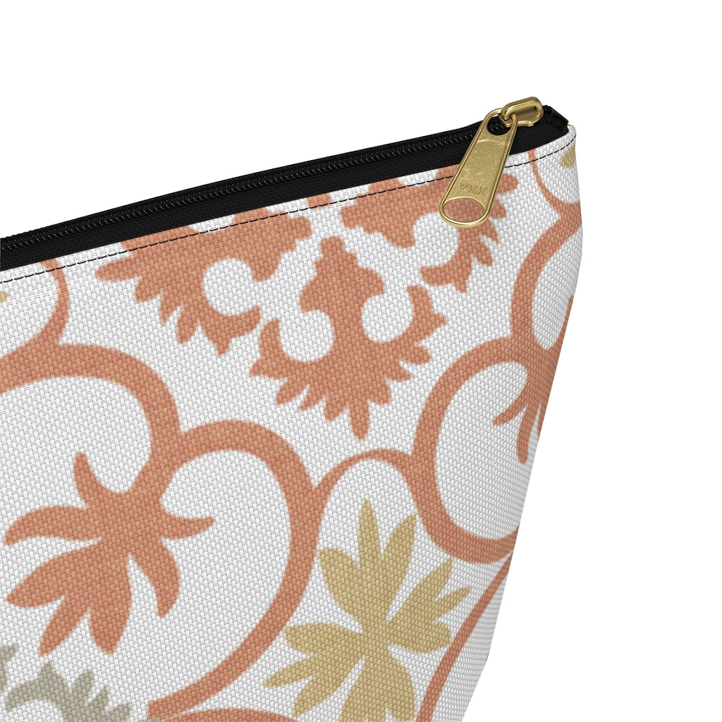 Portugal Tile Accessory Pouch w T-bottom in Orange