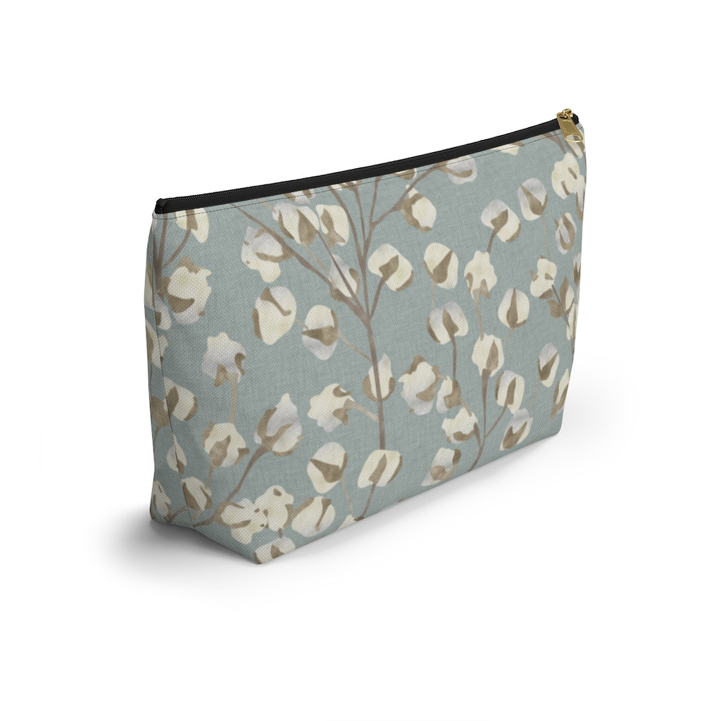 Cotton Branch Accessory Pouch w T-bottom in Aqua