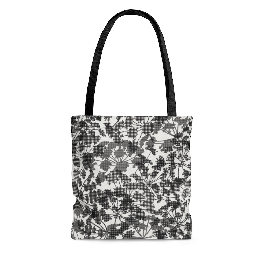Floral Plaid Tote Bag in Black