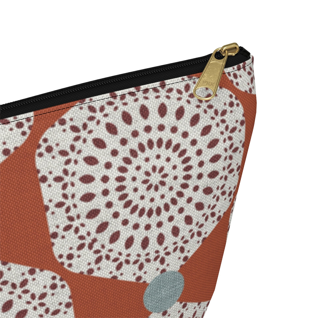 Lace Hexagon Accessory Pouch w T-bottom in Orange