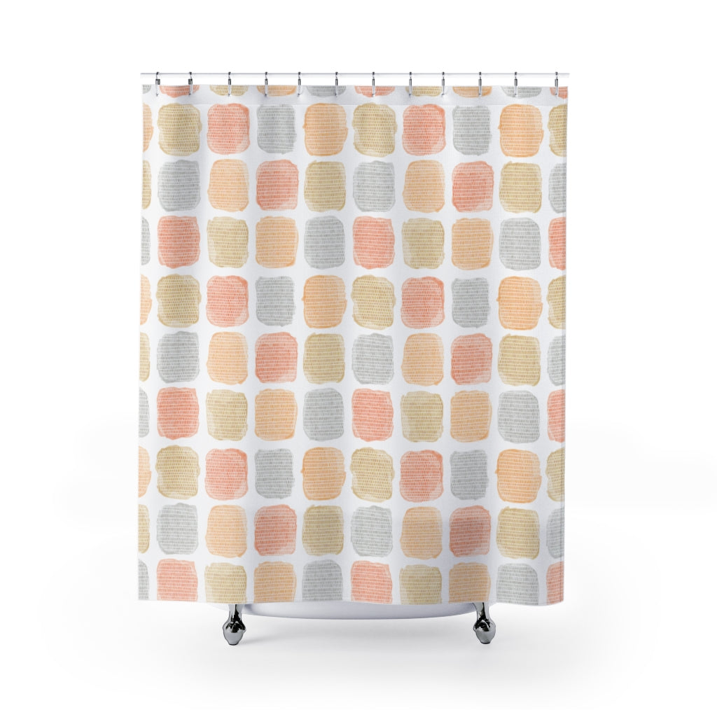 Painted Blocks Shower Curtain in Orange