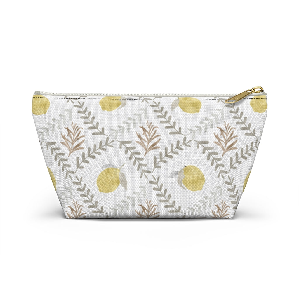 Lemon Tile Accessory Pouch w T-bottom in Gray