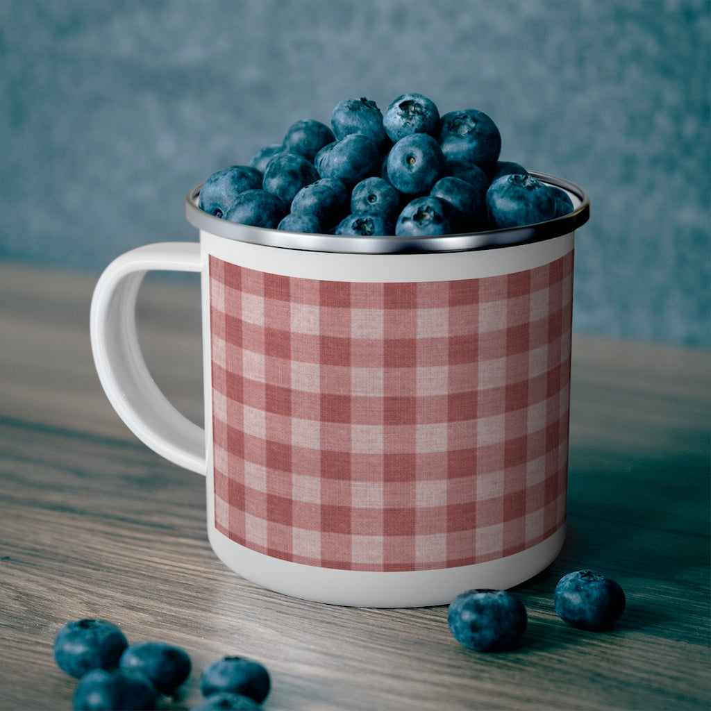 Buffalo Check Enamel Mug in Peach