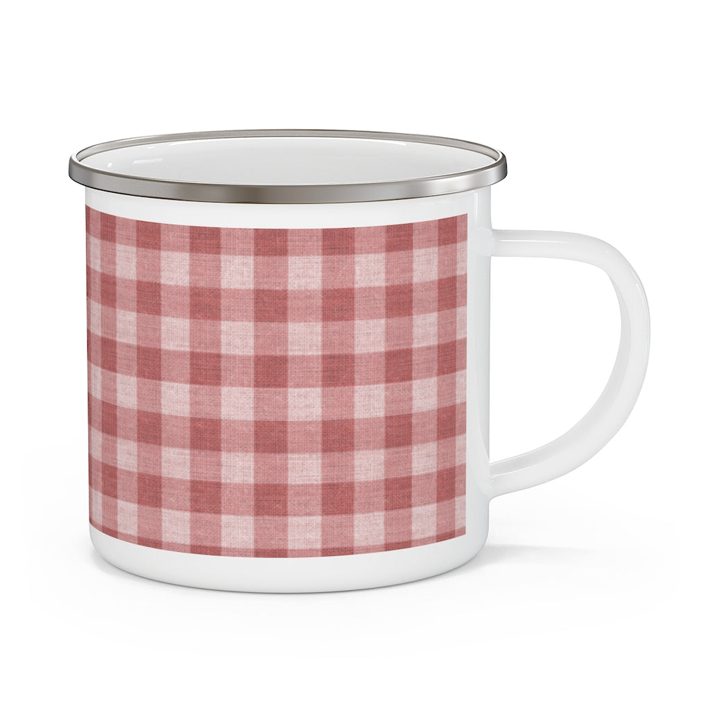 Buffalo Check Enamel Mug in Peach