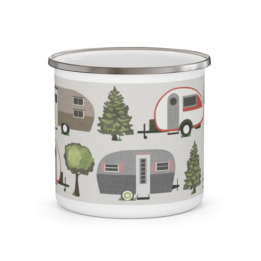 Teardrop Campers Enamel Mug in Pink