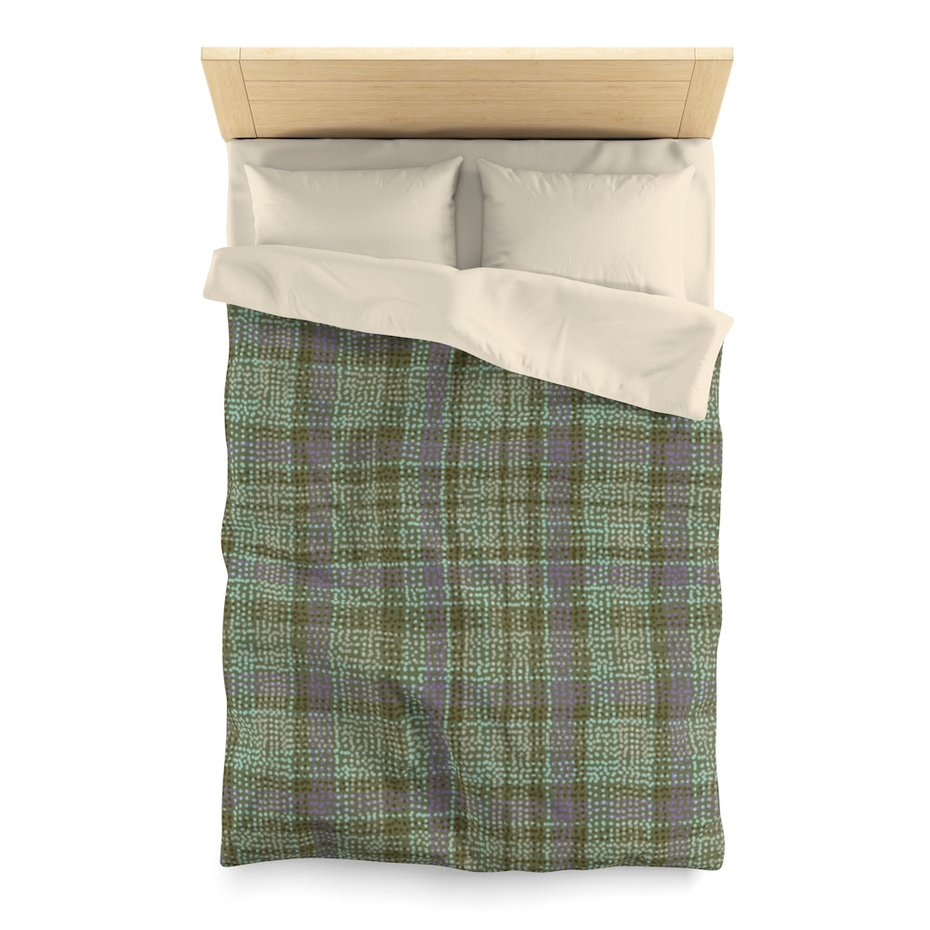 Dotted Plaid Microfiber Duvet Cover in Multi