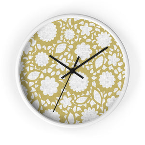 Floral Eyelet Lace Wall Clock in Gold