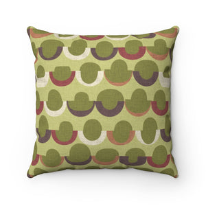 Half Moons Square Throw Pillow in Green