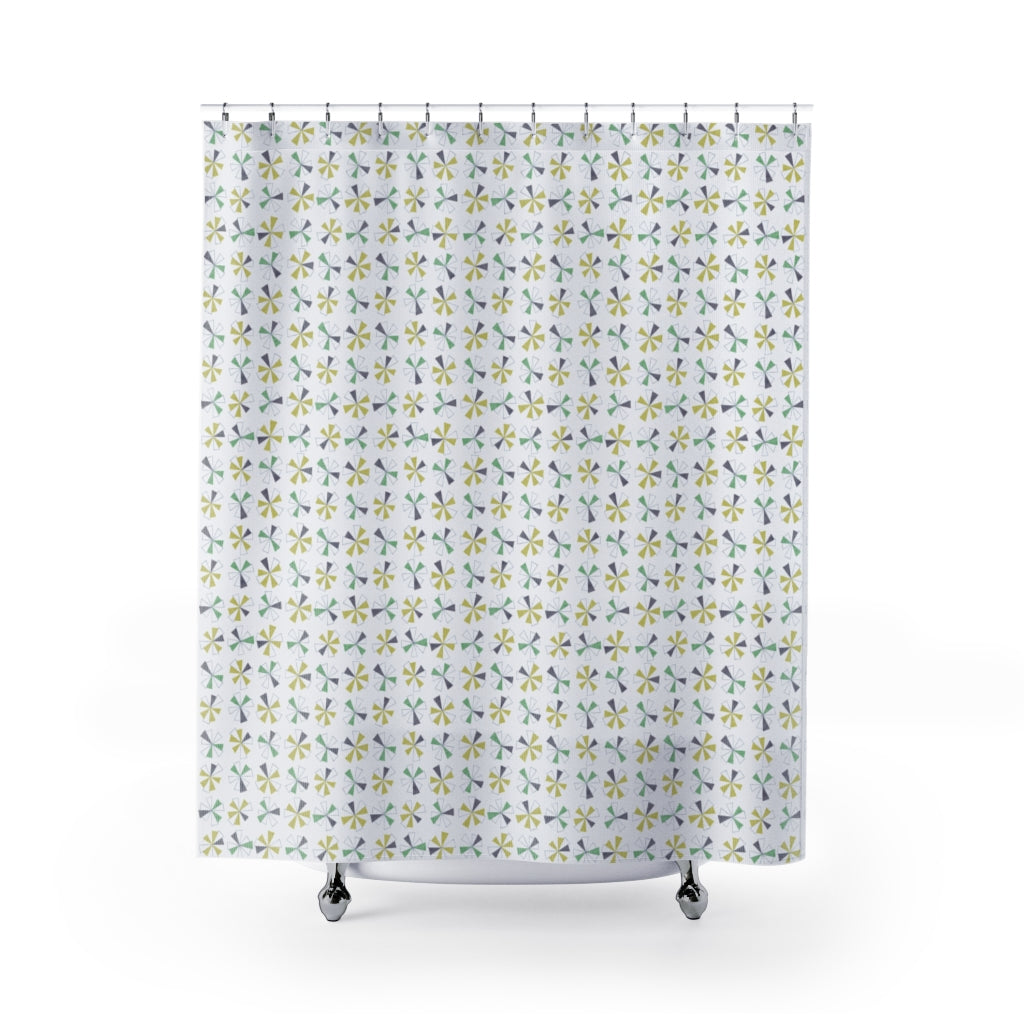 Mini Pinwheels Shower Curtain in Green