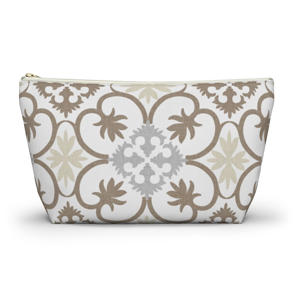 Portugal Tile Accessory Pouch w T-bottom in Brown