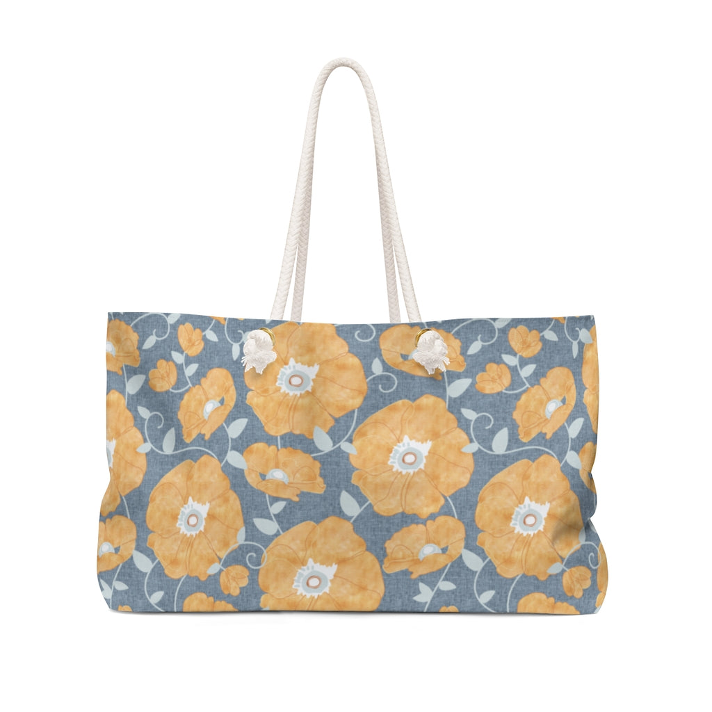 Floral Poppies Weekender Bag in Orange