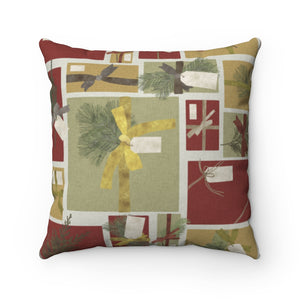 Presents Square Throw Pillow in Red