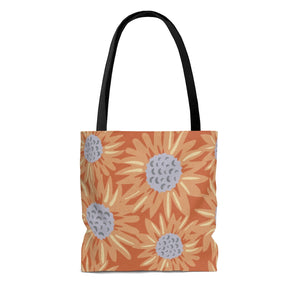 Floral Sunflower Tote Bag in Orange