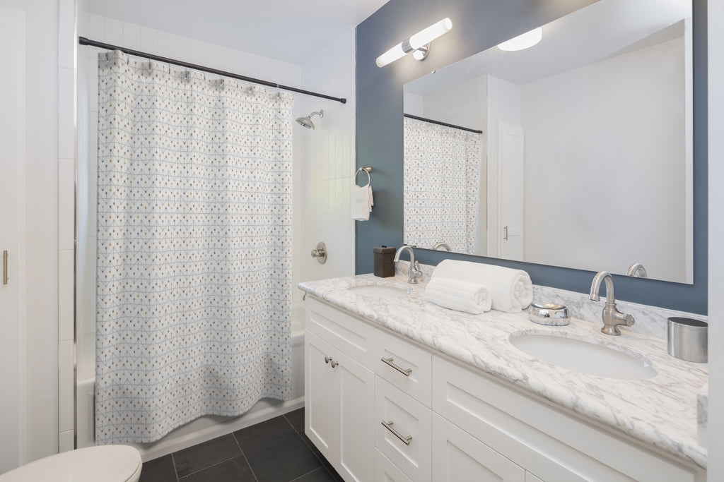 Polka Dot Chevron Shower Curtain in Gray