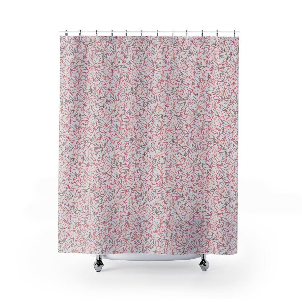 Sketch Leaf Shower Curtain in Coral