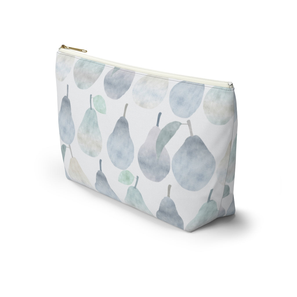 Watercolor Pears Accessory Pouch w T-bottom in Light Blue