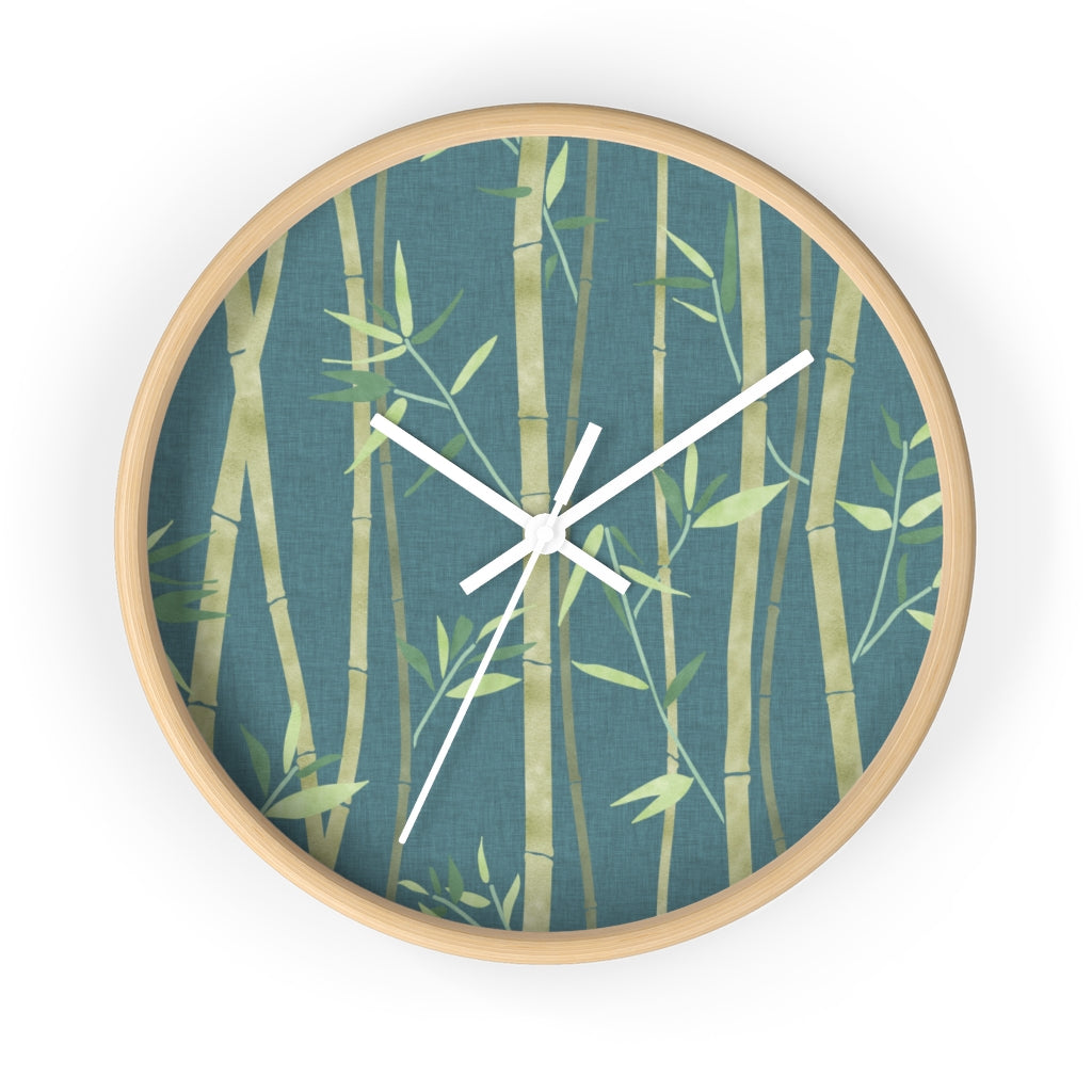 Bamboo Wall Clock in Aqua
