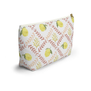 Lemon Tile Accessory Pouch w T-bottom in Pink