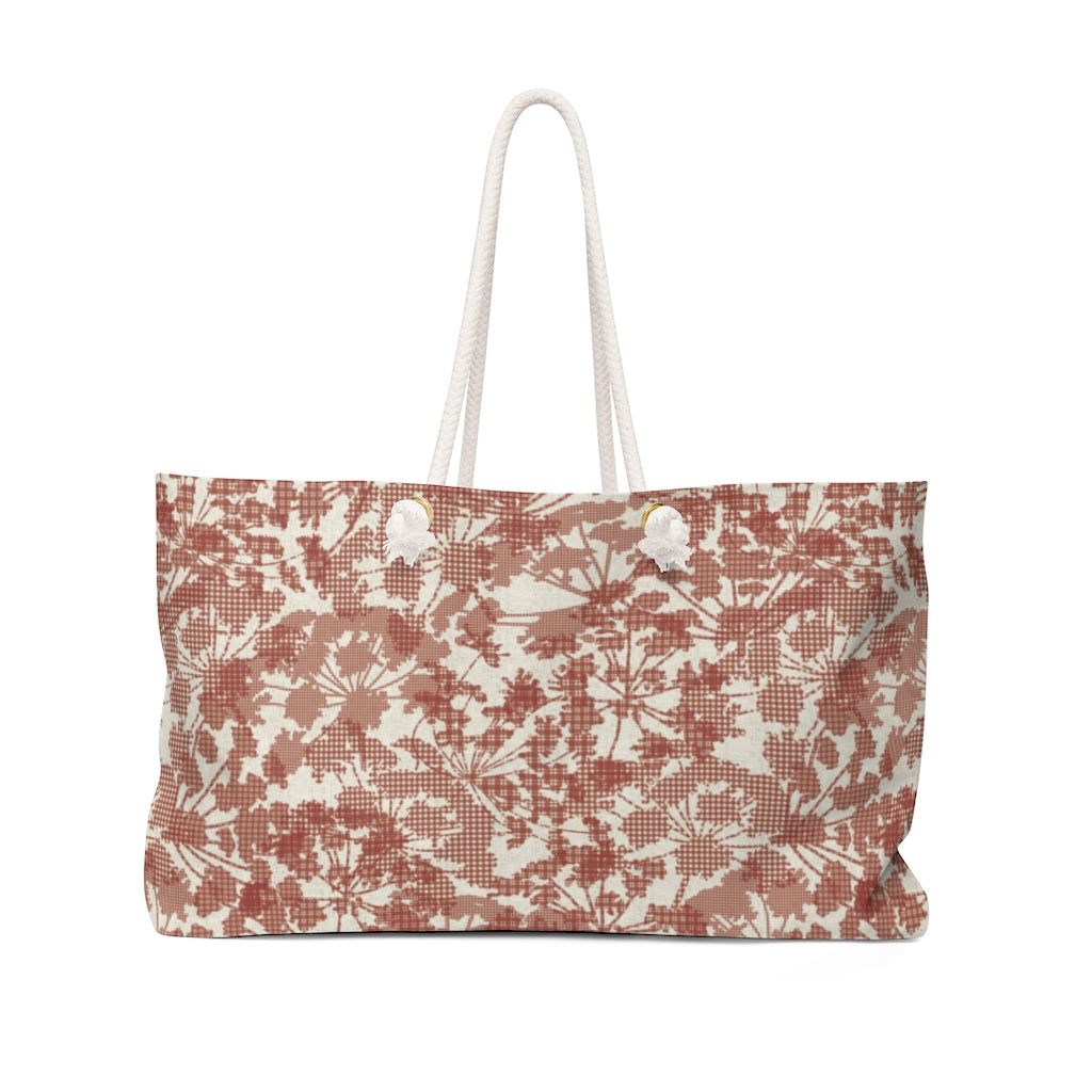 Floral Plaid Weekender Bag in Red