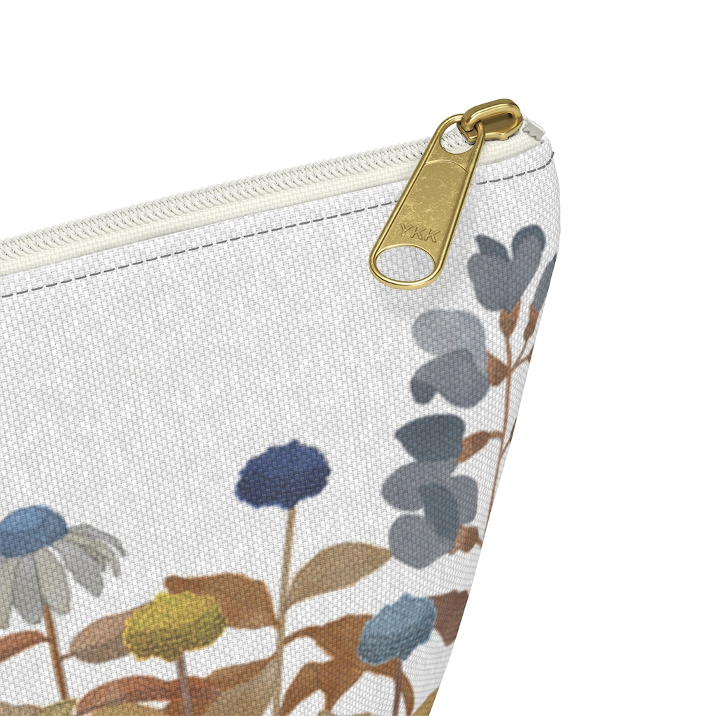 Illustrated Flowers Accessory Pouch w T-bottom in Orange