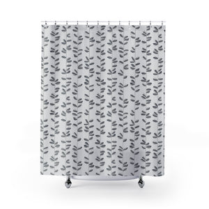 Watercolor Leaf Vines Shower Curtain in Gray