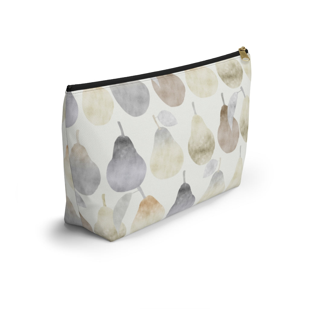 Watercolor Pears Accessory Pouch w T-bottom in Cream