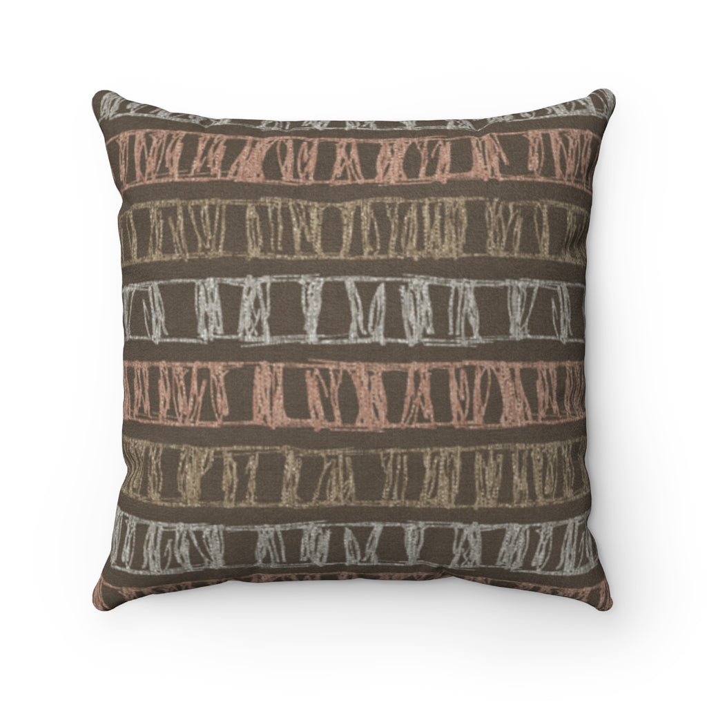 Sketch Stripe Square Throw Pillow in Pink