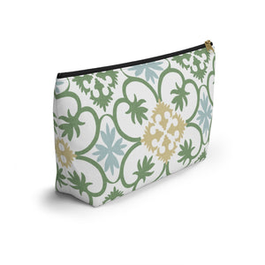 Portugal Tile Accessory Pouch w T-bottom in Green