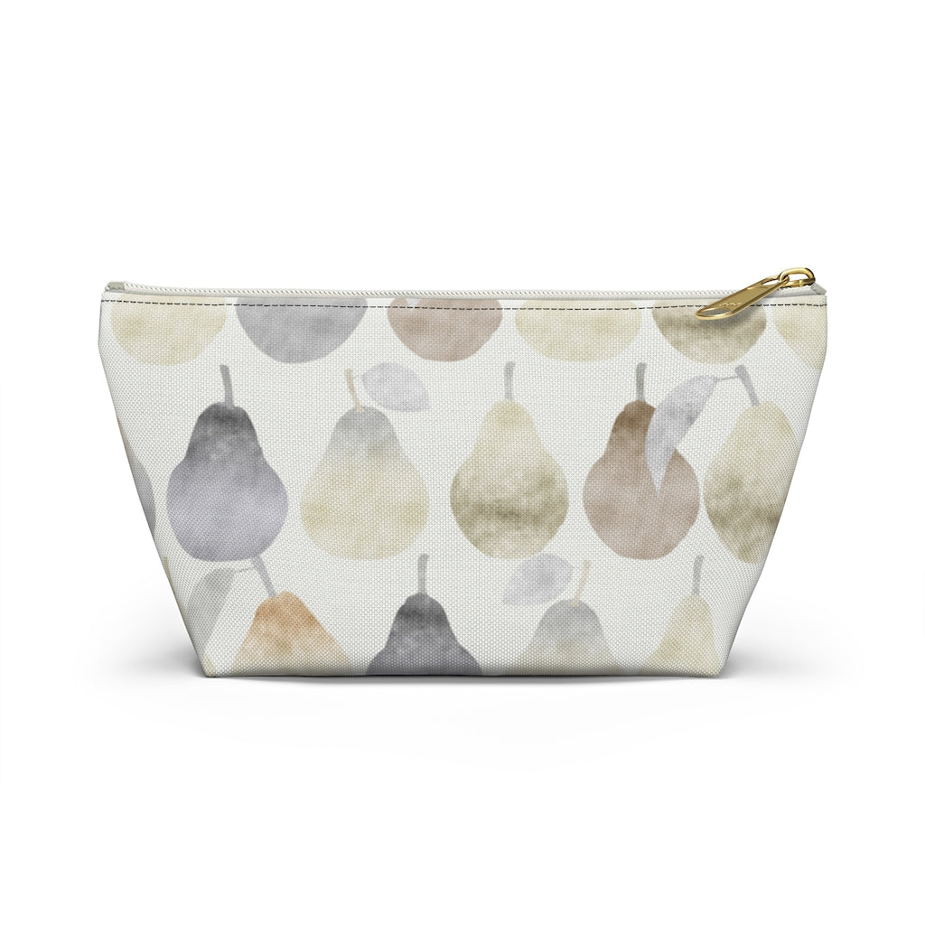 Watercolor Pears Accessory Pouch w T-bottom in Cream