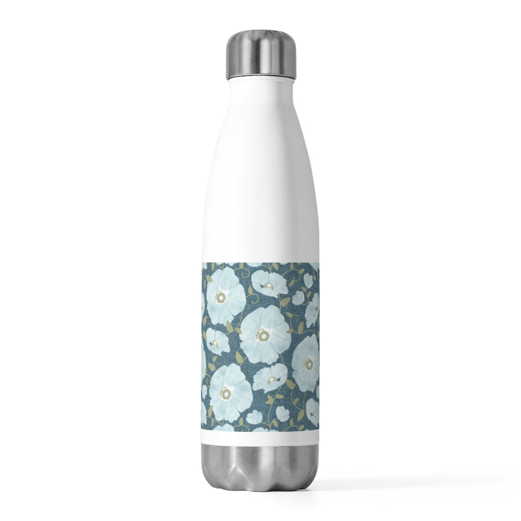 Floral Poppies 20oz Insulated Bottle in Aqua
