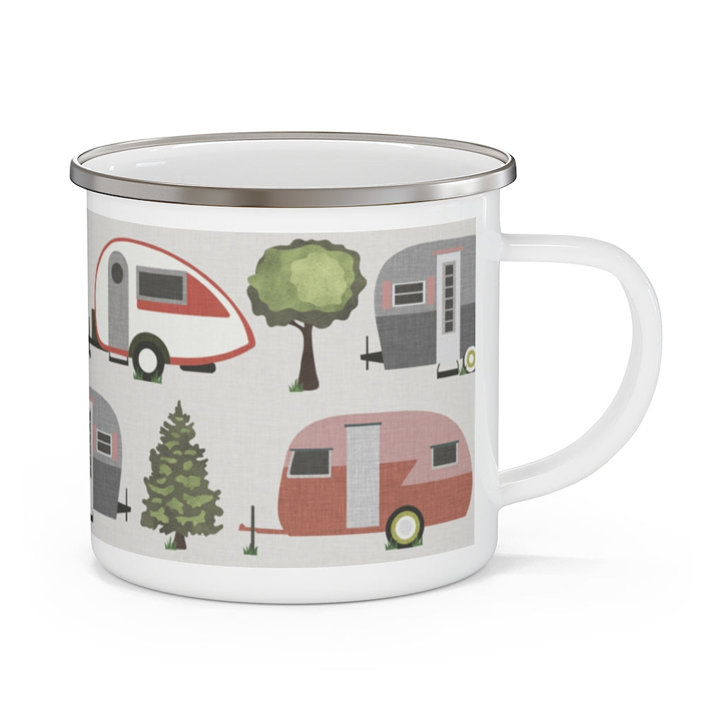 Teardrop Campers Enamel Mug in Pink