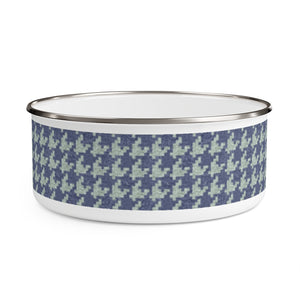 Textured Houndstooth Enamel Bowl in Blue