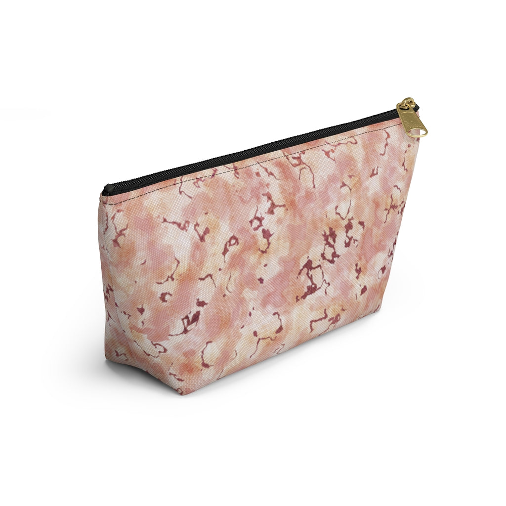 Carrara Marble Accessory Pouch w T-bottom in Pink