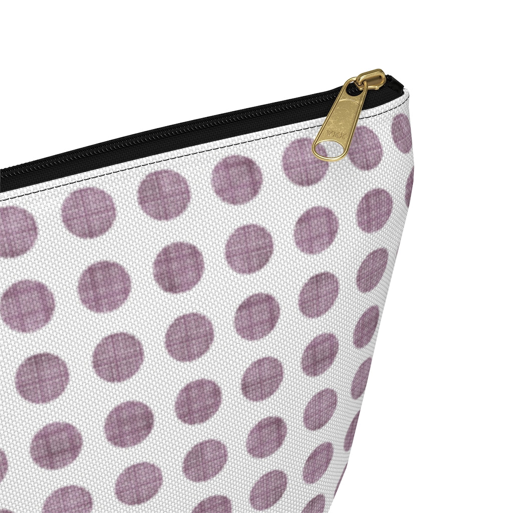 Textured Polka Dots Accessory Pouch w T-bottom in Purple