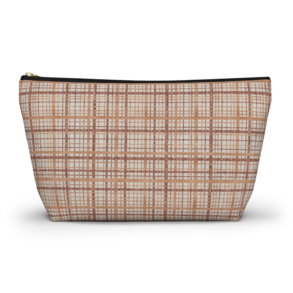 Rogers Tartan Accessory Pouch w T-bottom in Coral