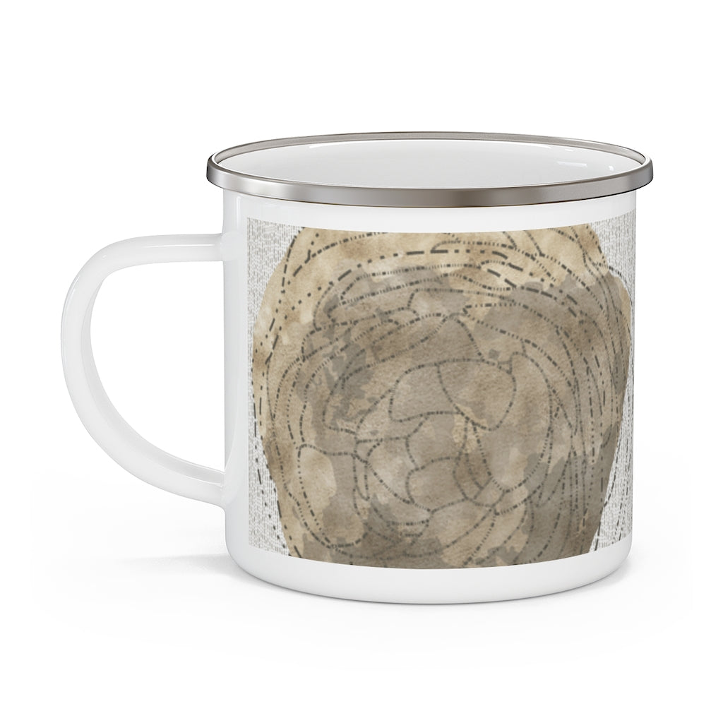Decipher Code Enamel Mug in Brown
