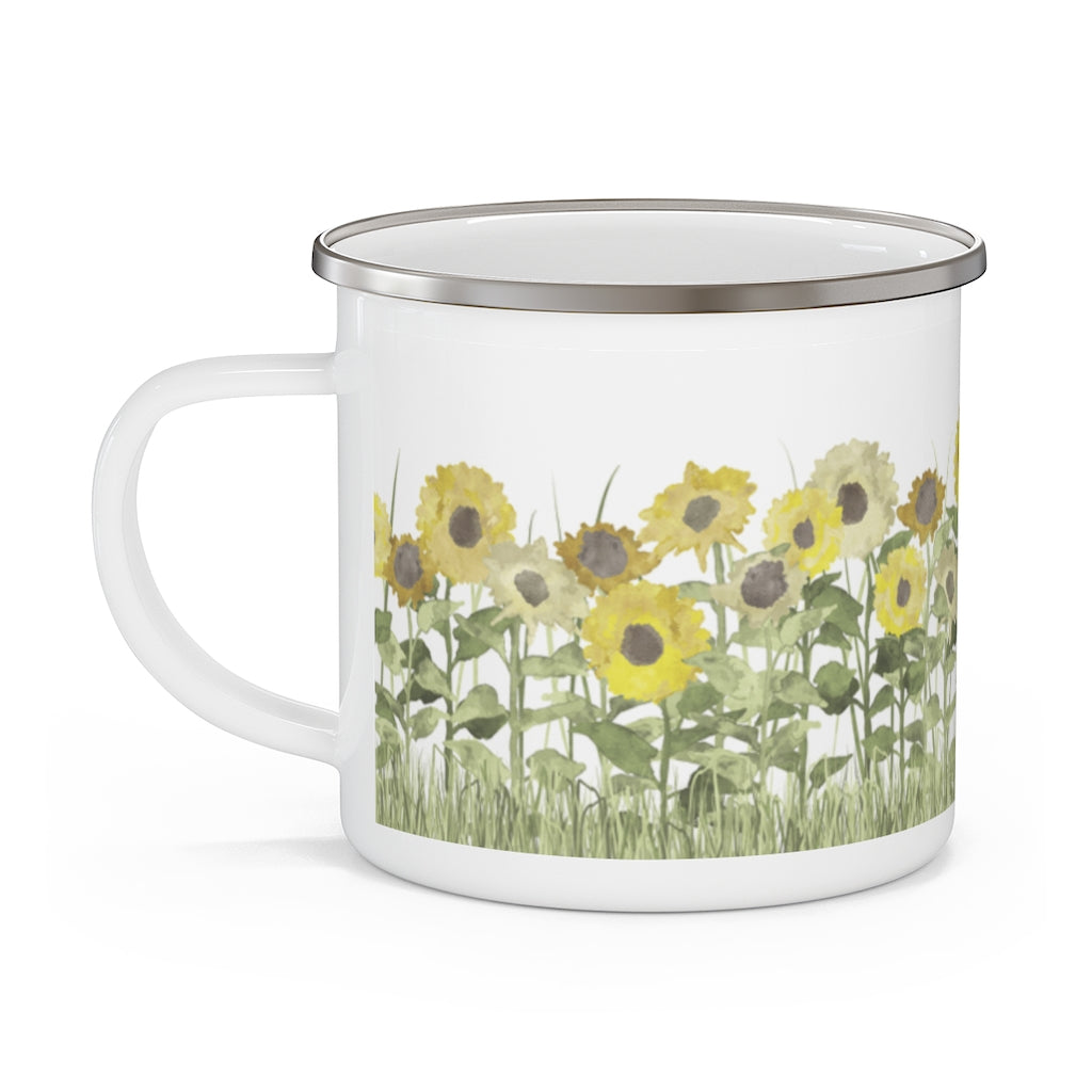 Sunflower Field Enamel Mug in Yellow