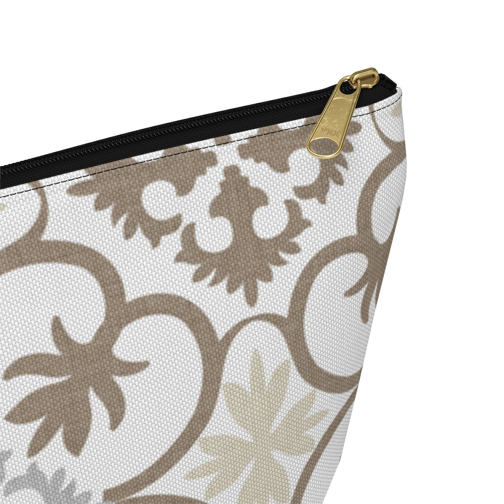 Portugal Tile Accessory Pouch w T-bottom in Brown