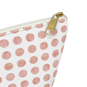 Textured Polka Dots Accessory Pouch w T-bottom in Peach