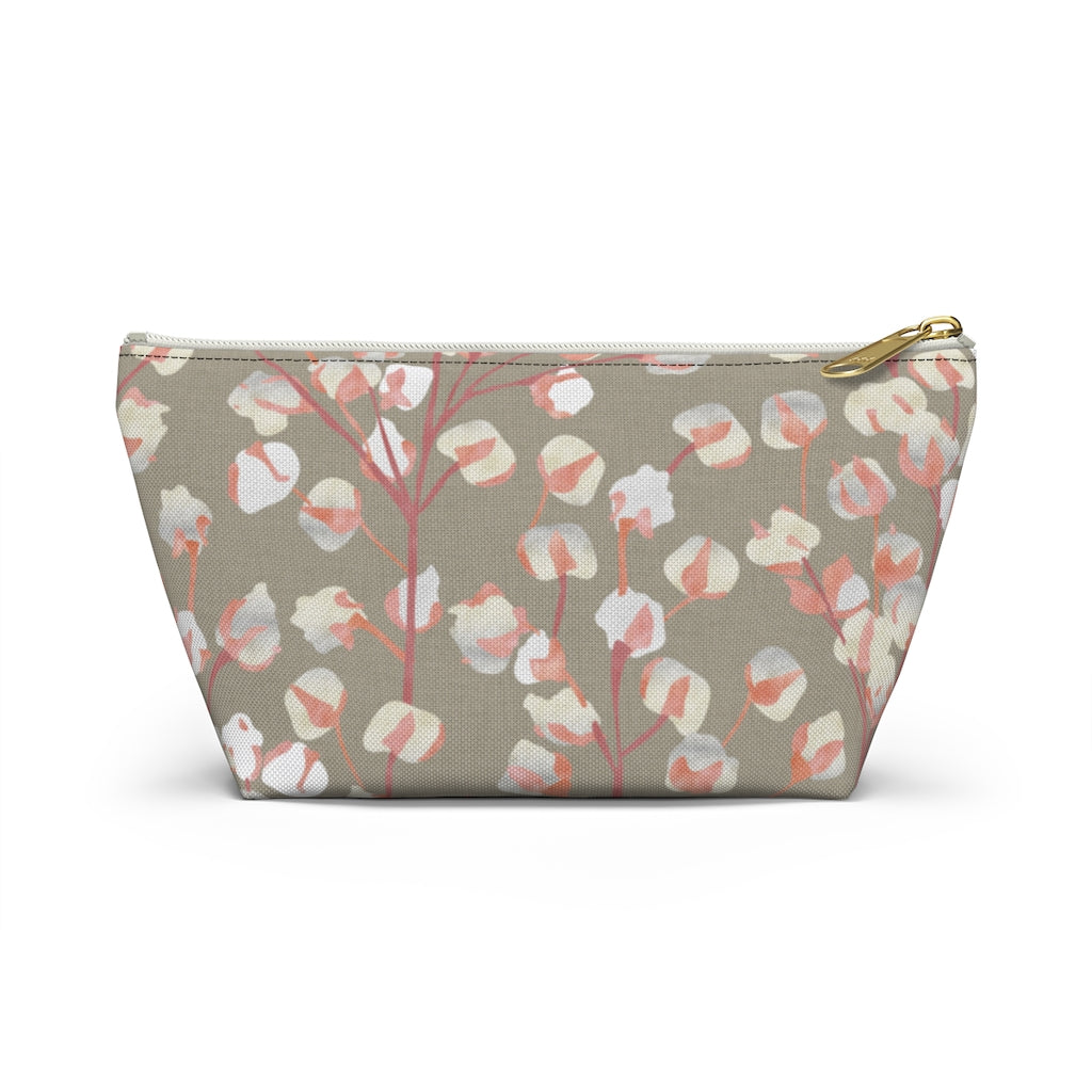 Cotton Branch Accessory Pouch w T-bottom in Pink