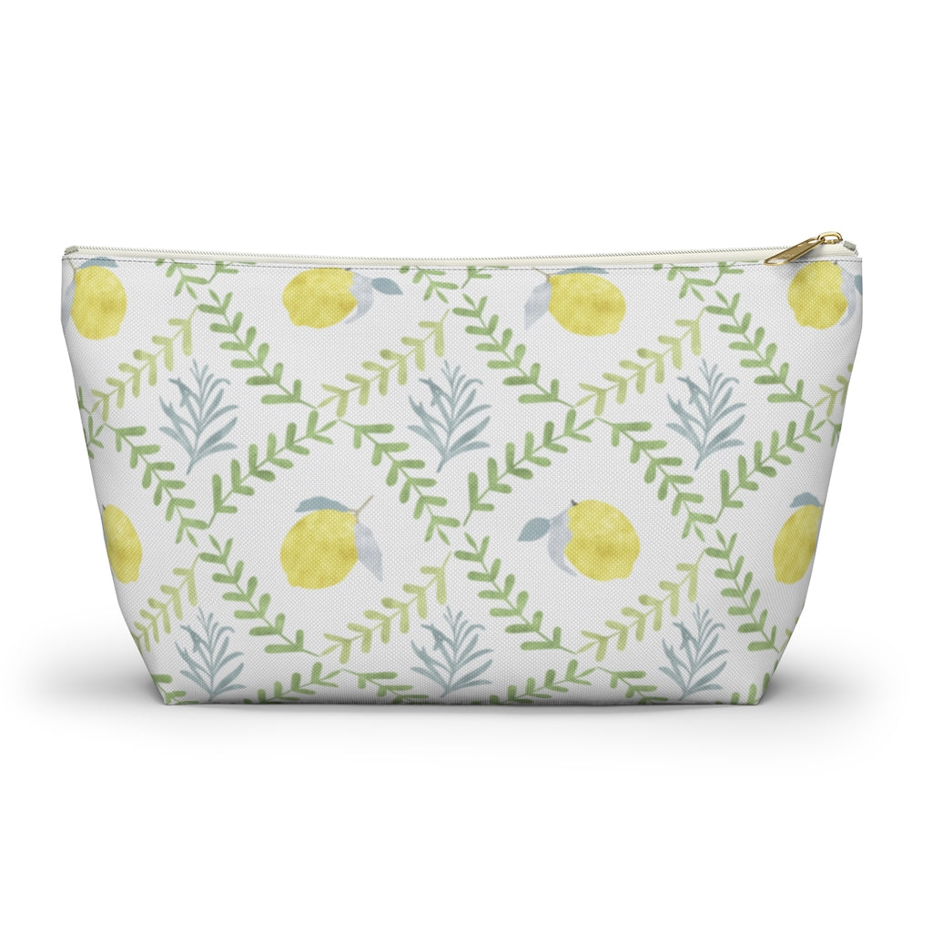 Lemon Tile Accessory Pouch w T-bottom in Green