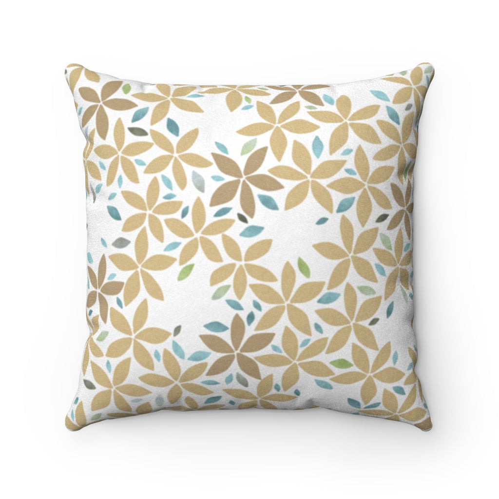 Snowbell Square Throw Pillow in Gold