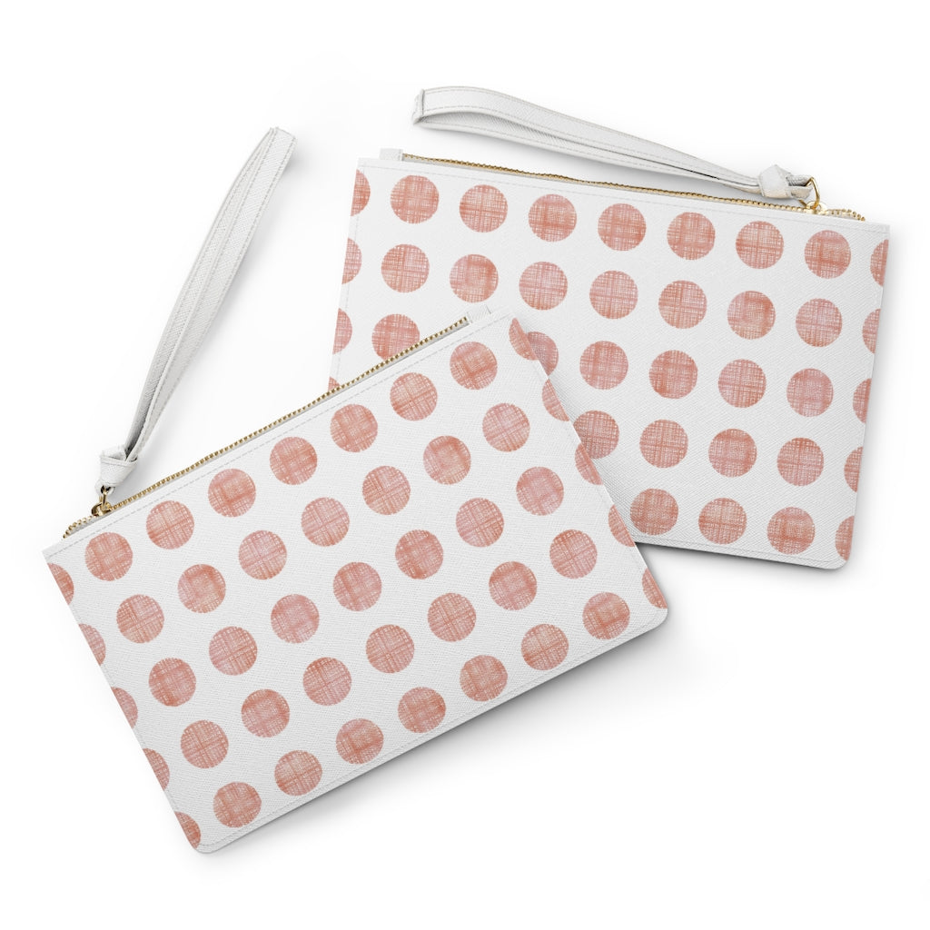 Textured Polka Dots Clutch Bag in Pink